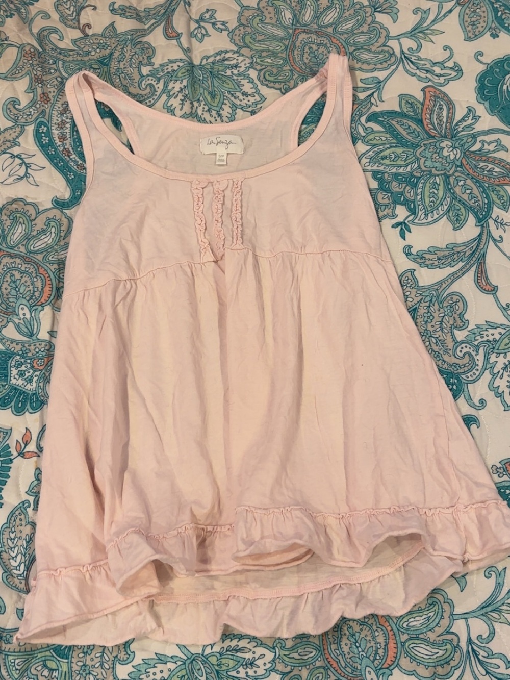 La SENZA Light Pink Ruffle Hem Tank
